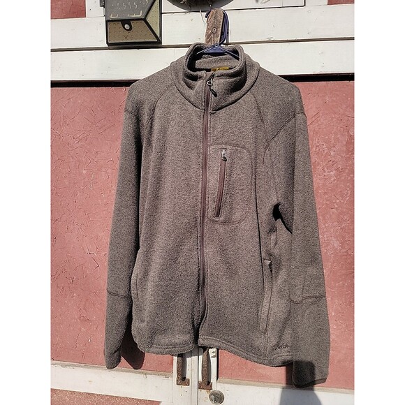 Cabela's sweater jacket brown full zip chest pocket Large - Picture 1 of 7